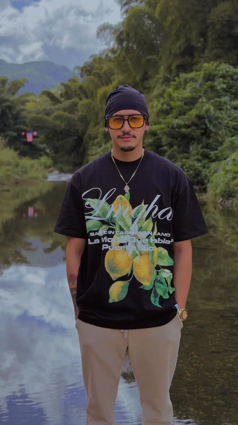 "Citrus Essence” Black Oversized T-Shirt